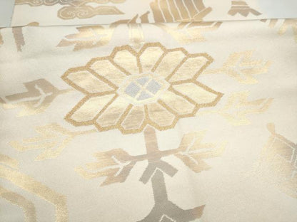 平和屋着物●全通柄　本袋帯　花鳥文　金糸　正絹　逸品　CABM6026hy