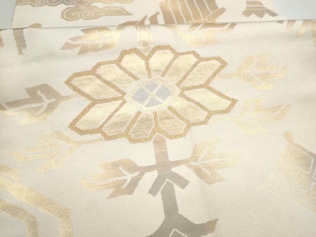 平和屋着物●全通柄　本袋帯　花鳥文　金糸　正絹　逸品　CABM6026hy
