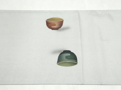 平和屋着物●太鼓柄袋帯　本場縞大島紬　陶器文　正絹　逸品　CABM6033hy
