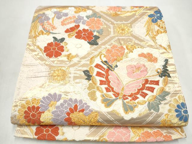 平和屋着物●六通柄袋帯　唐織　蜀江花文　金糸　正絹　逸品　CABM6035hy
