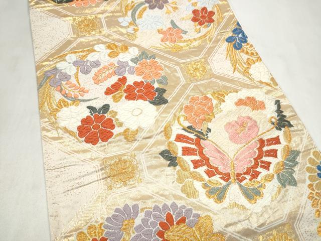 平和屋着物●六通柄袋帯　唐織　蜀江花文　金糸　正絹　逸品　CABM6035hy