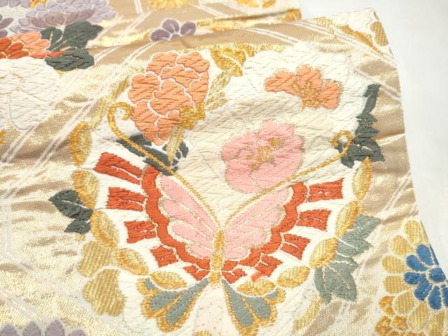 平和屋着物●六通柄袋帯　唐織　蜀江花文　金糸　正絹　逸品　CABM6035hy
