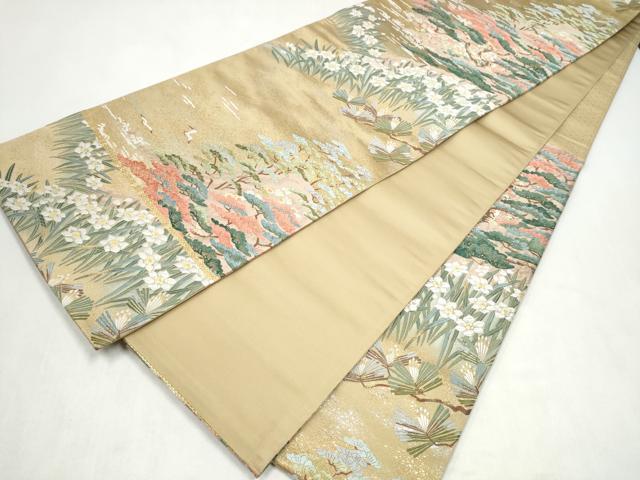 平和屋着物●「美しいキモノ」お馴染みのメーカー となみ織物 本加賀友禅作家 柿本市郎 六通柄袋帯 唐織 花鳥文 金糸 短冊付 CABM6037hy
