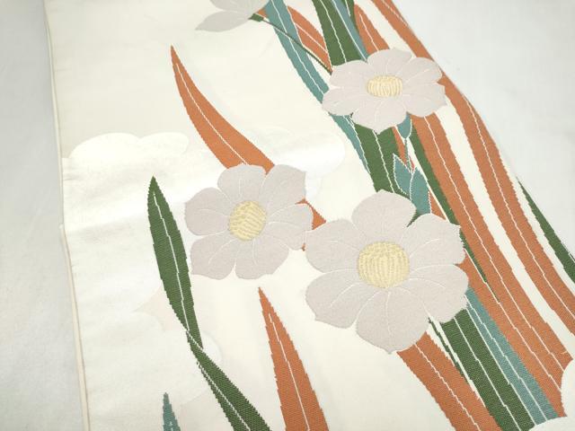 平和屋着物●世界的人形師　辻村寿三郎　ジュサブロー　六通柄袋帯　雲重ね草花文　金銀糸　正絹　逸品　CABM6041hy