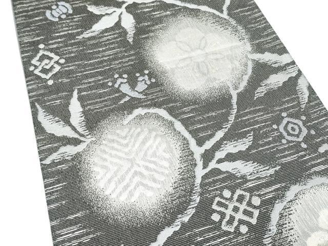 平和屋着物▽六通柄袋帯　スリーシーズン　春夏秋　花唐草文　銀糸　やまと誂製　正絹　逸品　CABM6047hy