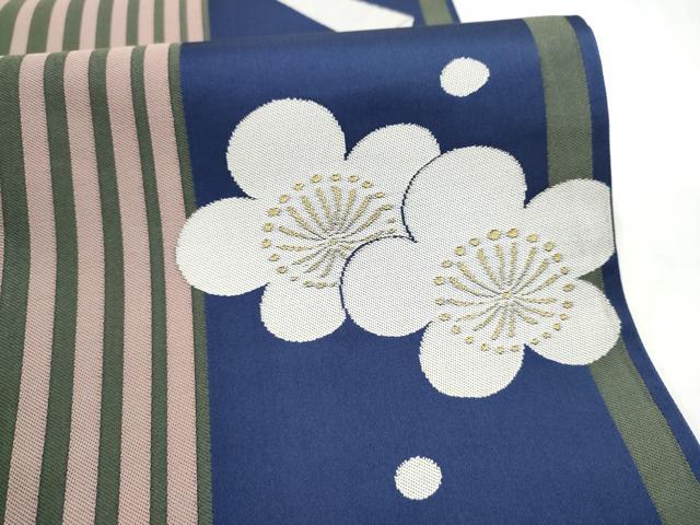平和屋着物●世界的人形師　辻村寿三郎　ジュサブロー　六通柄袋帯　舞梅文　金糸　正絹　逸品　CABM6049hy