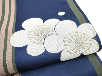 平和屋着物●世界的人形師　辻村寿三郎　ジュサブロー　六通柄袋帯　舞梅文　金糸　正絹　逸品　CABM6049hy