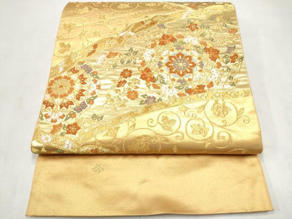 平和屋着物●西陣の名門　本家加納　六通柄袋帯　唐織　正倉院花唐草文　金糸　証紙付き　正絹　逸品　CABM6053hy