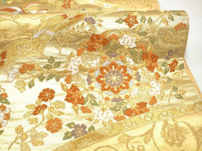 平和屋着物●西陣の名門　本家加納　六通柄袋帯　唐織　正倉院花唐草文　金糸　証紙付き　正絹　逸品　CABM6053hy