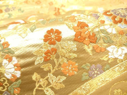 平和屋着物●西陣の名門　本家加納　六通柄袋帯　唐織　正倉院花唐草文　金糸　証紙付き　正絹　逸品　CABM6053hy