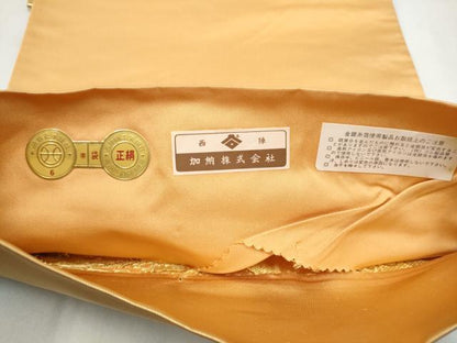 平和屋着物●西陣の名門　本家加納　六通柄袋帯　唐織　正倉院花唐草文　金糸　証紙付き　正絹　逸品　CABM6053hy