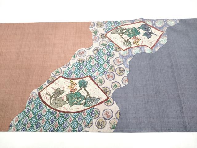 平和屋着物●六通柄袋帯　本場大島紬　地紙葡萄蔦の葉文　金彩　正絹　逸品　CABM6054hy