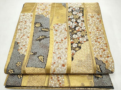 平和屋着物●西陣の名門　加納幸謹製　六通柄袋帯　唐織　短冊宝尽くし花文　金糸　正絹　逸品　CABM6055hy