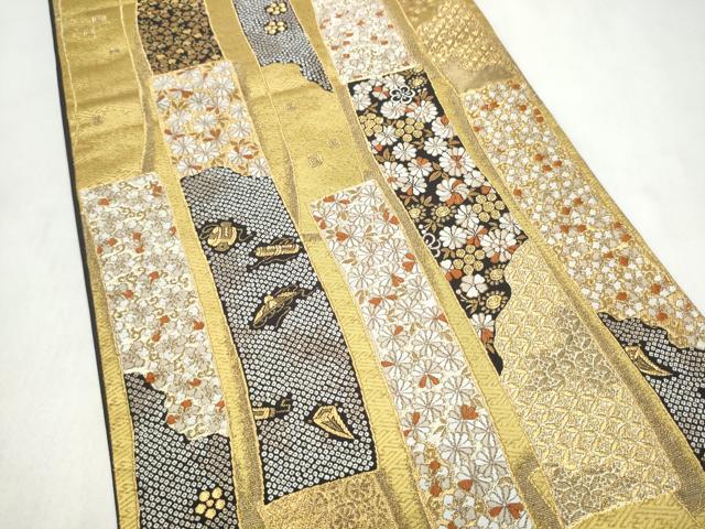 平和屋着物●西陣の名門　加納幸謹製　六通柄袋帯　唐織　短冊宝尽くし花文　金糸　正絹　逸品　CABM6055hy