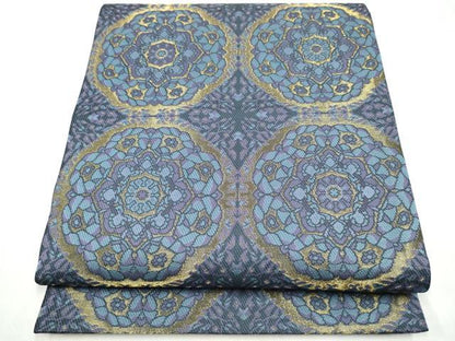 平和屋着物●両面　全通柄袋帯　正倉院花文　金糸　長尺　正絹　逸品　CABM6065hy