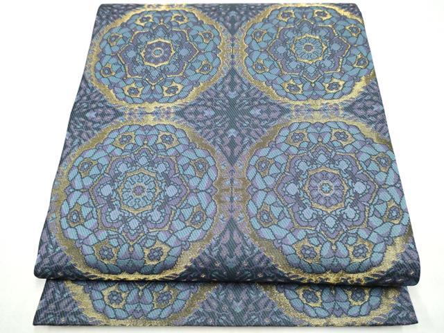 平和屋着物●両面　全通柄袋帯　正倉院花文　金糸　長尺　正絹　逸品　CABM6065hy