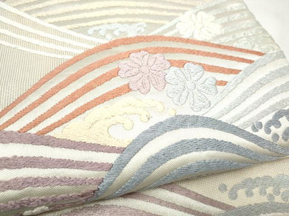 平和屋着物●六通柄袋帯　唐織　流水舞花文　正絹　逸品　CABM6067hy