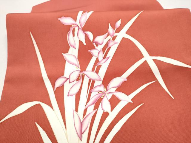 平和屋着物●塩瀬　九寸古屋帯　草花文　金彩　正絹　逸品　CABM6089hy