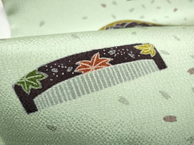 平和屋着物●全通柄　九寸名古屋帯　櫛　花鳥文　鬼しぼ縮緬　正絹　逸品　CABM6090hy