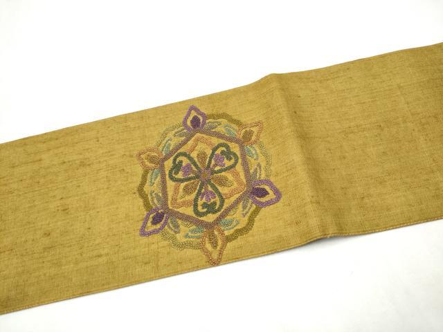 平和屋着物●中国三大刺繍　スワトウ相良刺繍　総刺繍　九寸名古屋帯　花唐草文　正絹　逸品　CABM6093hy
