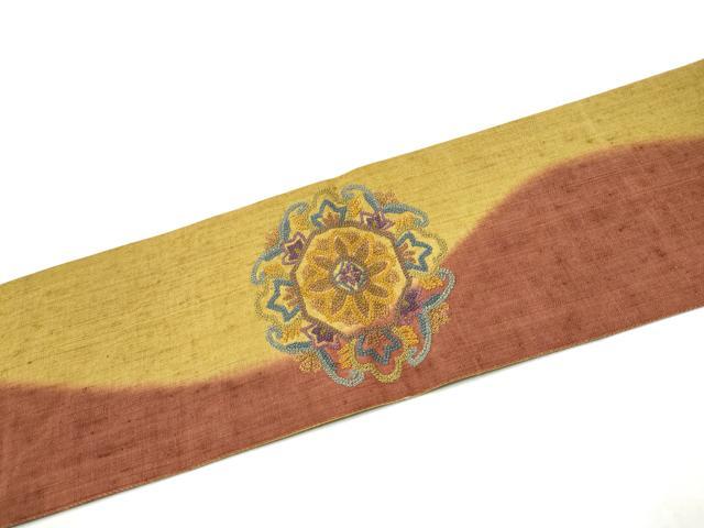 平和屋着物●中国三大刺繍　スワトウ相良刺繍　総刺繍　九寸名古屋帯　花唐草文　正絹　逸品　CABM6093hy