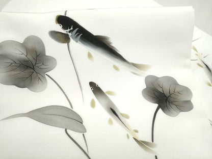 平和屋着物●九寸名古屋帯　手描き　魚　CABM6102hy
