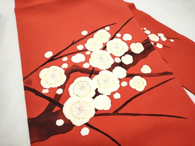 平和屋着物●塩瀬　九寸名古屋帯　枝梅文　正絹　逸品　CABM6113hy
