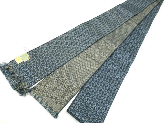 平和屋着物●男性　本場筑前博多織　両面　角帯　幾何学文様　正絹　逸品　CABM6153hy
