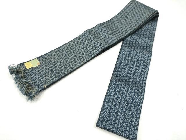 平和屋着物●男性　本場筑前博多織　両面　角帯　幾何学文様　正絹　逸品　CABM6153hy