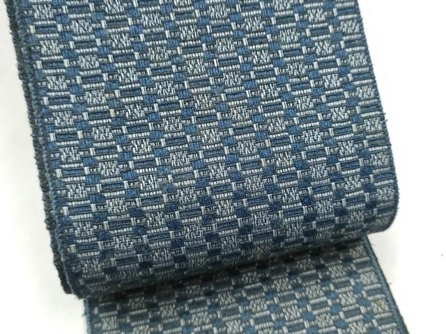 平和屋着物●男性　本場筑前博多織　両面　角帯　幾何学文様　正絹　逸品　CABM6153hy