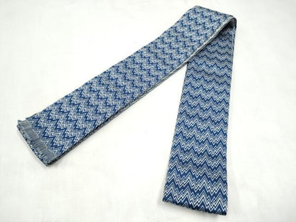 平和屋着物●男性　本場筑前博多織　両面　角帯　幾何学文様　正絹　逸品　CABM6155hy