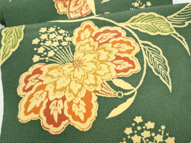 平和屋着物●九寸開き名古屋帯　型染め　花唐草文　正絹　逸品　CABM6167hy