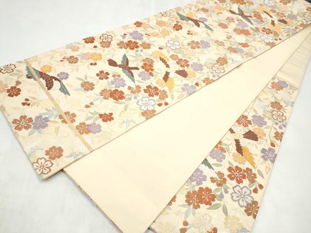 平和屋着物●六通柄袋帯　唐織　花喰鳥　金糸　正絹　逸品　CABM6193hy