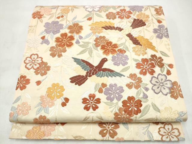 平和屋着物●六通柄袋帯　唐織　花喰鳥　金糸　正絹　逸品　CABM6193hy