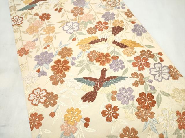平和屋着物●六通柄袋帯　唐織　花喰鳥　金糸　正絹　逸品　CABM6193hy