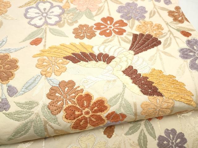 平和屋着物●六通柄袋帯　唐織　花喰鳥　金糸　正絹　逸品　CABM6193hy
