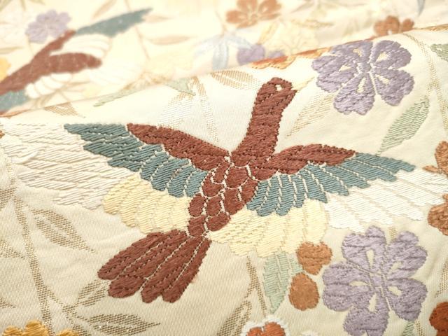 平和屋着物●六通柄袋帯　唐織　花喰鳥　金糸　正絹　逸品　CABM6193hy