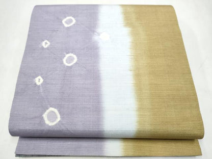 平和屋着物●両面　太鼓柄袋帯　　紬地　絞り　丸文　正絹　逸品　CABM6201hy
