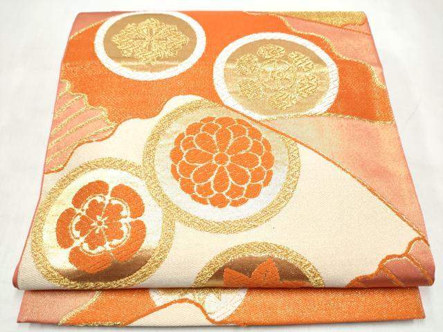 平和屋着物●西陣　川島織物　六通柄　本袋帯　草花丸文　金糸　正絹　逸品　CABM6205hy