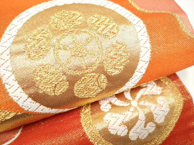 平和屋着物●西陣　川島織物　六通柄　本袋帯　草花丸文　金糸　正絹　逸品　CABM6205hy