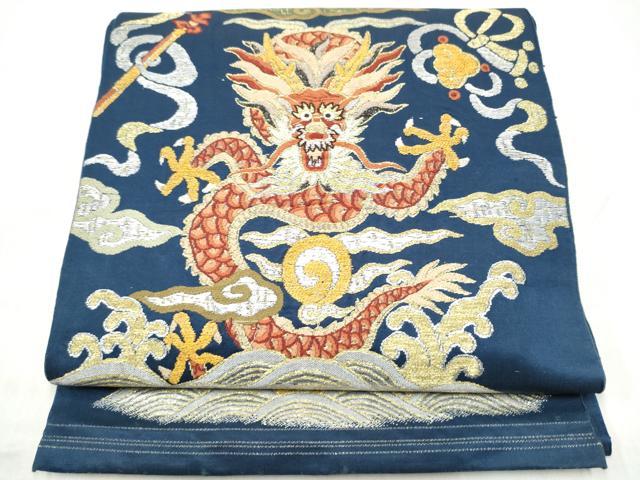 平和屋着物●アンティーク　大正ロマン　六通柄　本袋帯　雲龍　金銀糸　正絹　逸品　CABM6211hy