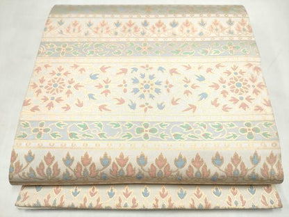 平和屋着物●織物一筋名門　織悦　全通柄袋帯　横段花文　金糸　正絹　逸品　CABM6217hy