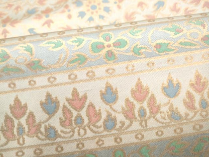 平和屋着物●織物一筋名門　織悦　全通柄袋帯　横段花文　金糸　正絹　逸品　CABM6217hy
