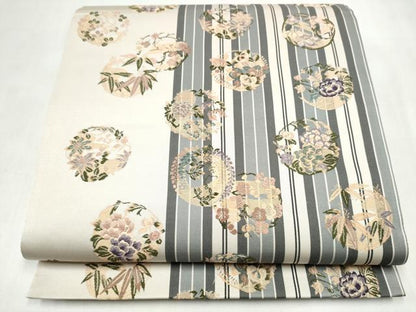 平和屋着物●六通柄袋帯　唐織　草花丸文　正絹　逸品　CABM6219hy