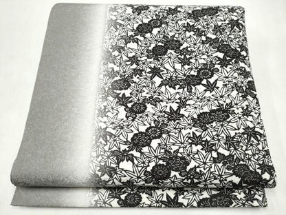 平和屋着物●全通柄袋帯　型染め　草花尽くし　金通し地　正絹　逸品　CABM6245hy