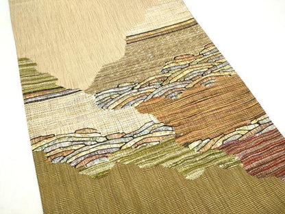 平和屋着物●太鼓柄袋帯　霞文　銀座おゝぎ屋扱い　正絹　逸品　CABM6251hy
