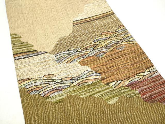平和屋着物●太鼓柄袋帯　霞文　銀座おゝぎ屋扱い　正絹　逸品　CABM6251hy