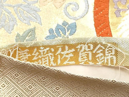 平和屋着物●佐賀錦　六通柄袋帯　唐織　鉄線丸文　金糸　正絹　逸品　CABM6254hy