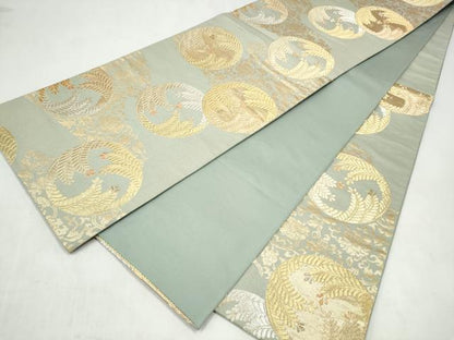 平和屋着物●六通柄袋帯　松葉丸文　金銀糸　正絹　逸品　CABM6258hy