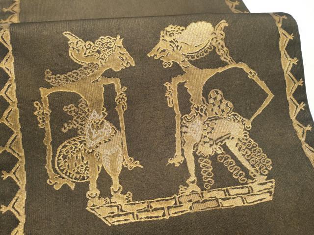 平和屋着物●洛風林　工芸帯地　太鼓柄袋帯　向かい動物文　金糸　正絹　逸品　未使用　CABM6260hy